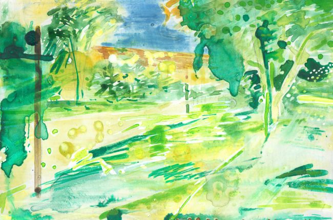 De groeten uit Hoofddorp, Gemengde techniek op MDF, ± 20 x 30 cm