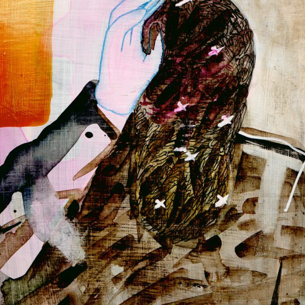 The Myth, Gemengde techniek op MDF, ± 20 x 30 cm