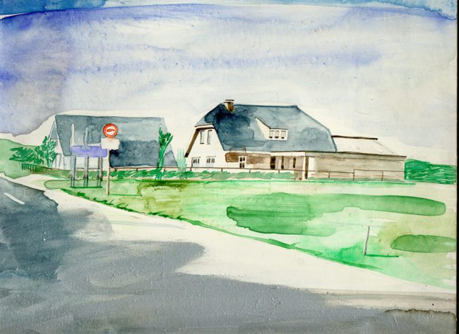 De groeten uit Hoofddorp, Gemengde techniek op MDF, ± 20 x 30 cm