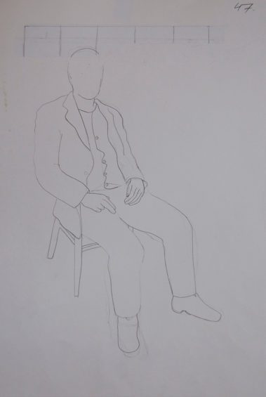 Die Macher, schetsen, potlood op papier, ca 23*35 cm