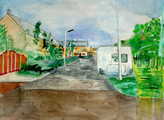 De groeten uit Hoofddorp, Gemengde techniek op MDF, ± 20 x 30 cm