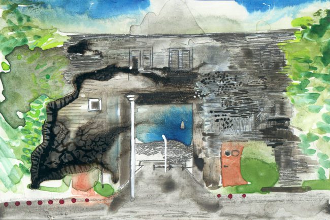 De groeten uit Hoofddorp, Gemengde techniek op MDF, ± 20 x 30 cm