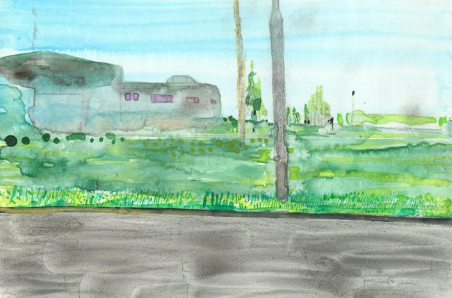 De groeten uit Hoofddorp, Gemengde techniek op MDF, ± 20 x 30 cm