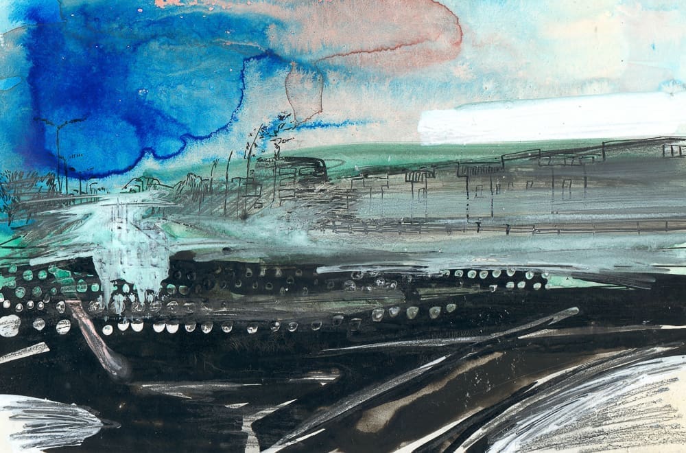 De groeten uit Hoofddorp De groeten uit Hoofddorp, Gemengde techniek op MDF, ± 20 x 30 cm
