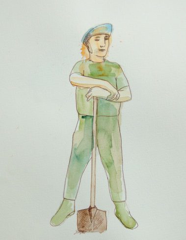 Don't Shoot the Pianoplayer, Aquarel, 25 x 40 cm