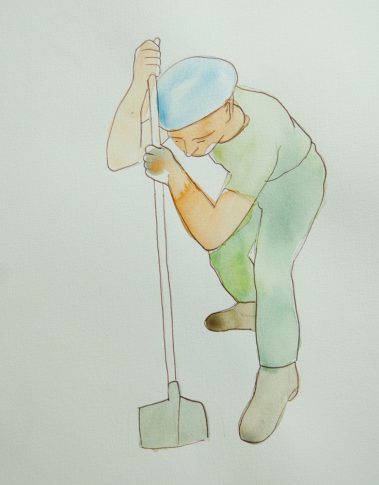 Don't Shoot the Pianoplayer, Aquarel, 25 x 40 cm