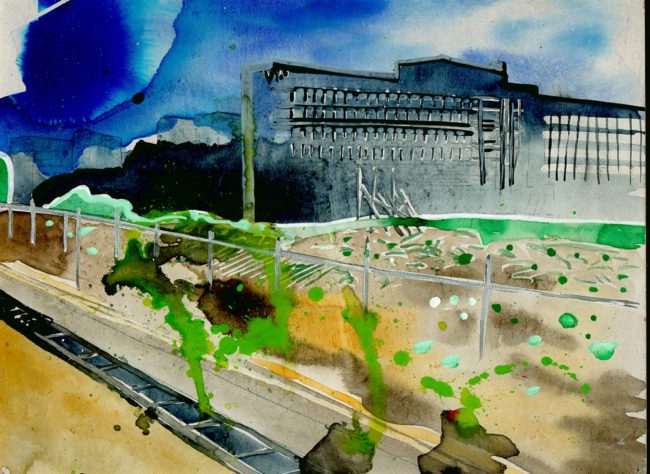 De groeten uit Hoofddorp, Gemengde techniek op MDF, ± 20 x 30 cm