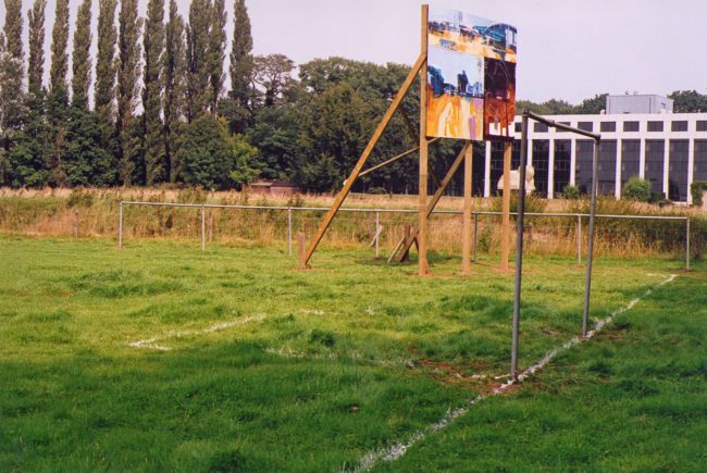 Overzicht van het veldsegment en het aannemersbord binnen de Playtime installatie in het Dommelgebied.