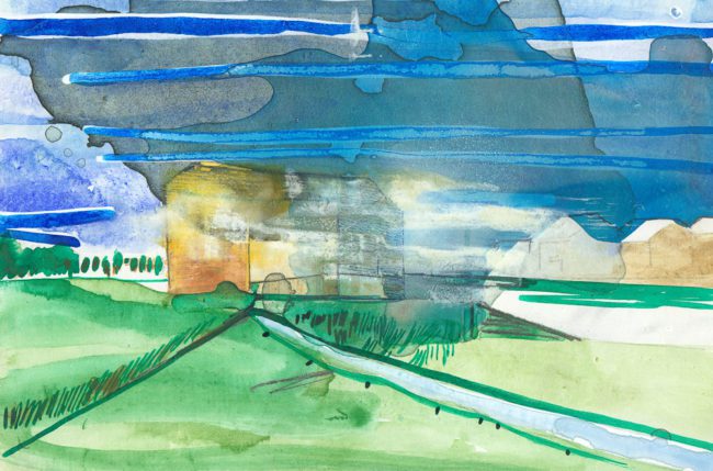 De groeten uit Hoofddorp, Gemengde techniek op MDF, ± 20 x 30 cm