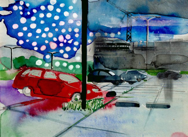 De groeten uit Hoofddorp, Gemengde techniek op MDF, ± 20 x 30 cm