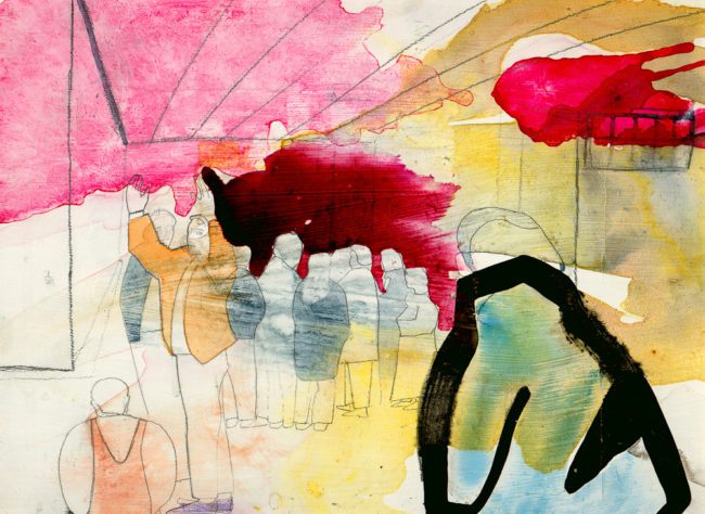 De groeten uit Hoofddorp, Gemengde techniek op MDF, ± 20 x 30 cm