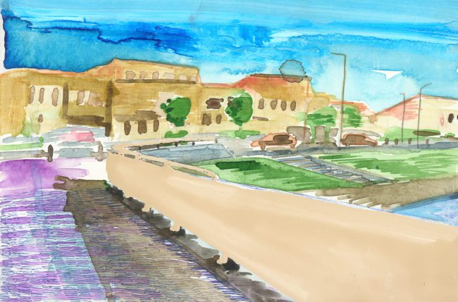 De groeten uit Hoofddorp, Gemengde techniek op MDF, ± 20 x 30 cm