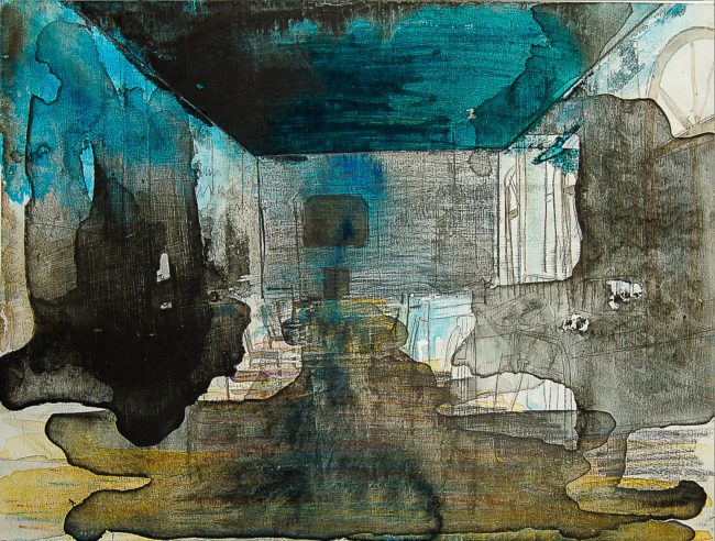 Syncope, documentaire installatie van 50 schilderijen van Marcel van Kerkvoorde over geschiedenis, educatie en erfgoed, Fort bij Asperen, 2018.