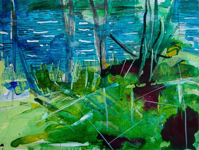 Syncope, documentaire installatie van 50 schilderijen van Marcel van Kerkvoorde over geschiedenis, educatie en erfgoed, Fort bij Asperen, 2018.