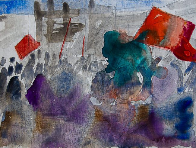 Syncope, documentaire installatie van 50 schilderijen van Marcel van Kerkvoorde over geschiedenis, educatie en erfgoed, Fort bij Asperen, 2018.