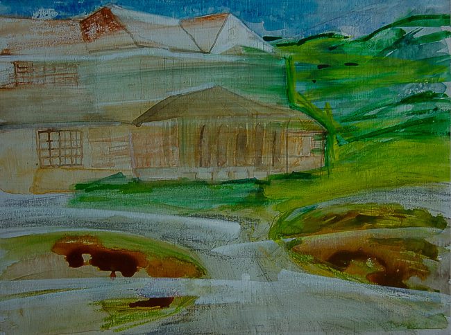 Syncope, documentaire installatie van 50 schilderijen van Marcel van Kerkvoorde over geschiedenis, educatie en erfgoed, Fort bij Asperen, 2018.