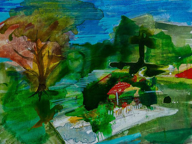 Syncope, documentaire installatie van 50 schilderijen van Marcel van Kerkvoorde over geschiedenis, educatie en erfgoed, Fort bij Asperen, 2018.