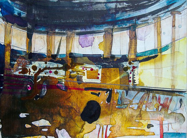 Syncope, documentaire installatie van 50 schilderijen van Marcel van Kerkvoorde over geschiedenis, educatie en erfgoed, Fort bij Asperen, 2018.