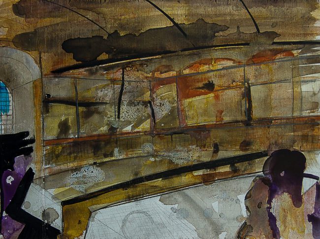 Syncope, documentaire installatie van 50 schilderijen van Marcel van Kerkvoorde over geschiedenis, educatie en erfgoed, Fort bij Asperen, 2018.