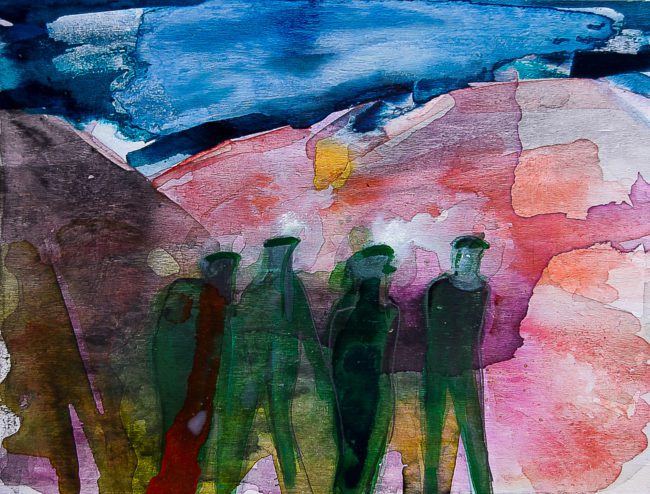 Syncope, documentaire installatie van 50 schilderijen van Marcel van Kerkvoorde over geschiedenis, educatie en erfgoed, Fort bij Asperen, 2018.