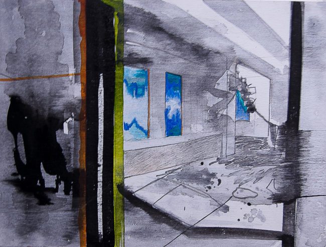 Syncope, documentaire installatie van 50 schilderijen van Marcel van Kerkvoorde over geschiedenis, educatie en erfgoed, Fort bij Asperen, 2018.