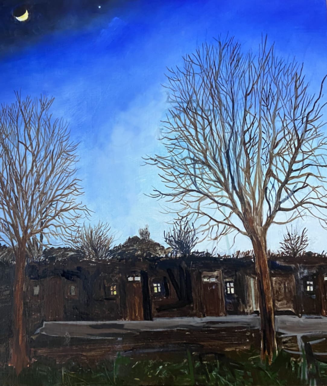 Fort op winterdag schilderij