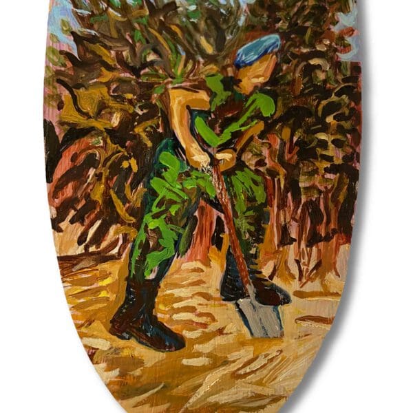 Don’t shoot the pianoplayer van Marcel van Kerkvoorde, installatie met bladgoud en bladzilver, verwijzend naar Srebrenica 1995