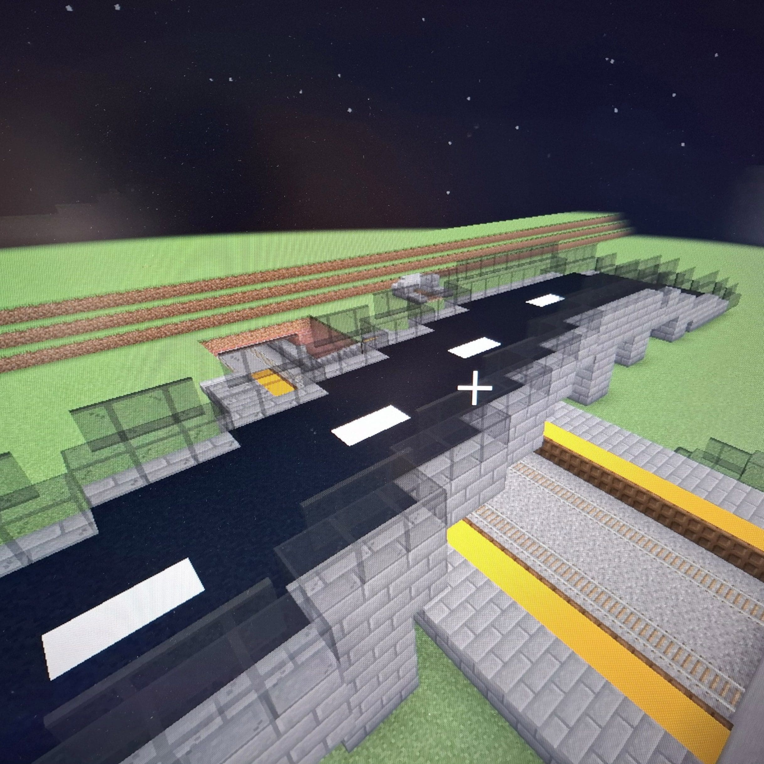 Minecraft-visualisatie van ‘The Bunker (Bunkermuseum)’ geïntegreerd in de Geniedijk.