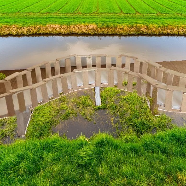 Maquette van de Slangenbrug, een organische brug die door het landschap slingert.