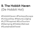 Titeltekst van ‘The Hobbit Haven (De Hobbit Hol)’ met tags: #HobbitHaven #FantasyEscape #NatureLodging #EcoTourism
