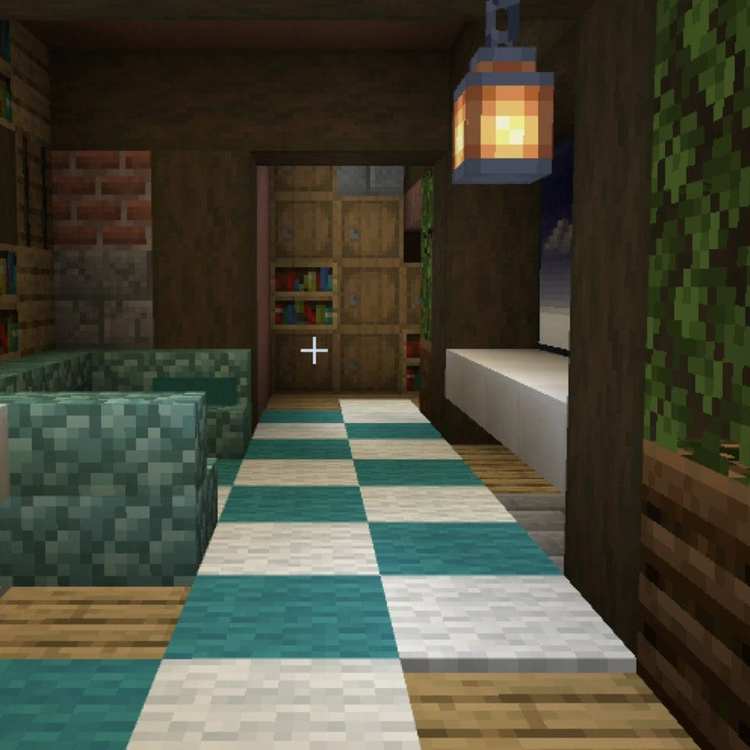 Minecraft-visualisatie van ‘The Hobbit Haven (De Hobbit Hol)’ met fantasierijke huisjes in de Geniedijk.