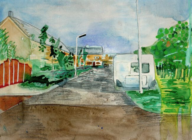 De groeten uit Hoofddorp, Gemengde techniek op MDF, ± 20 x 30 cm