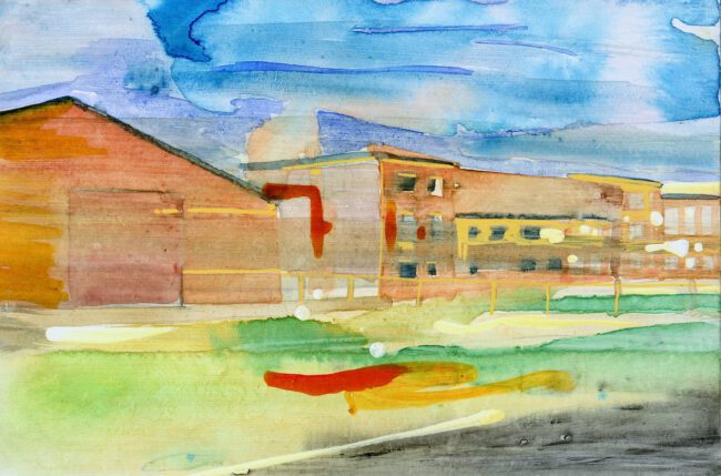 De groeten uit Hoofddorp, Gemengde techniek op MDF, ± 20 x 30 cm