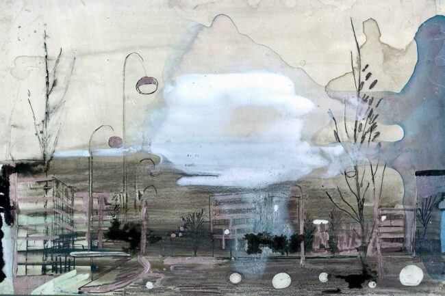 De groeten uit Hoofddorp, Gemengde techniek op MDF, ± 20 x 30 cm