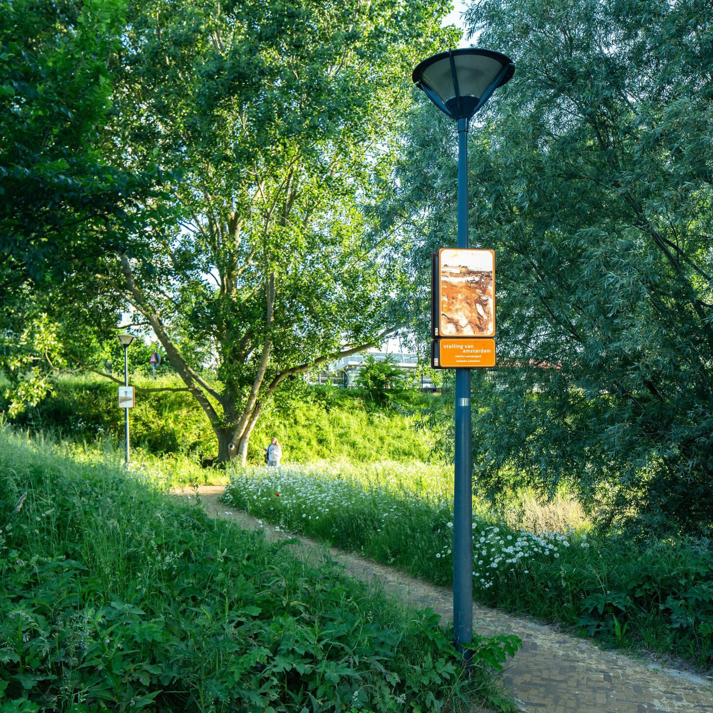 Beeldpaneel Modder en water langs het wandelpad op de Geniedijk tussen bomen en ruige begroeiing